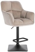 LuxuryForm DESIGN Barová stolička AMALFI VELUR na čiernej hranatej podstave - latte