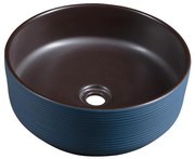 Sapho - Umývadlo na dosku PRIORI, priemer 41 cm, hnedé/modré