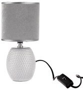 Keramická stolná lampa Luna, strieborná, 13 x 26,5 x 13 cm