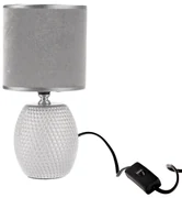 Keramická stolná lampa Luna, strieborná, 13 x 26,5 x 13 cm