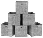 Skladacie úložné boxy, sada 6 ks, sivá farba