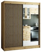 Skriňa Lamelo 2 180 Dub Artisan/čierna/Zrkadlo