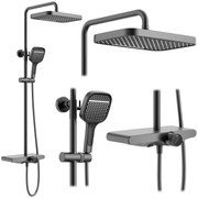 Rea Bari, sprchový set s hlavovou a ručnou sprchovou hlavicou, grafitová, REA-P0890