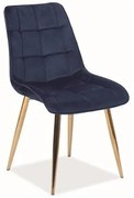 Jedálenská stolička Chic Velvet II, tmavo modrá / zlatá