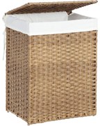 Ručne tkaný kôš na bielizeň, zo syntetického ratanu, 90 l, prírodná farba