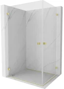 Mexen Lunar-B Duo, výklopný sprchový kút 75 x 70 cm, 8mm číre sklo, zlatý matný profil, 832-075L-070P-55-00