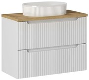 Závěsná skříňka Nova White I s deskou a umyvadlem 80 cm bílá/dub coast evoke