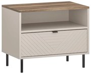 Nočný stolík EYCO 1S, kašmír/dub Castello