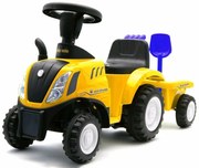 Detské odrážadlo traktor s vlečkou a náradím Baby Mix New Holland žltý