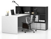 PLAN Kancelárska zostava single SEGMENT, 3 police, pravá, biela/grafit