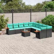 vidaXL 11-dielna záhradná sedacia súprava vankúše polyratan čierna