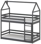 Poschodová posteľ Domček Axel 90x200 grafit