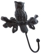 Liatinový vešiak Sova čierna, 15 x 15 cm