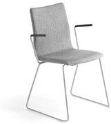 Konferenčná stolička OTTAWA, s klzákmi a opierkami rúk, strieborná/šedá