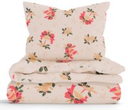 Vianočné bavlnené obliečky Renforcé - Vianočné zvončeky béžové