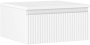 Mexen Rivel, kúpeľňová skrinka 50 cm s hornou časťou, 1 zásuvka, drážkovaná, biela matná, 91A20-05023-1-BFC01