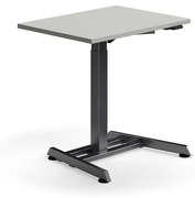 Výškovo nastaviteľný stôl QBUS, s centrálnou nohou, 800x600 mm, čierny rám, svetlošedá