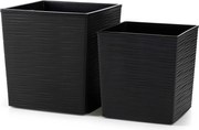 PLASTOVÝ KVETINÁČ FLORE RIFLO SADA 2KS 30X30 CM+25X25 CM ČIERNA
