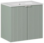 Závěsná skříňka Line Reed Green Dance se zápustným umyvadlem 60 cm zelená