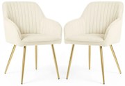 Sada dvoch jedálenských stoličiek FLORENCE zamatové, krémové / zlaté nohy (2 ks)