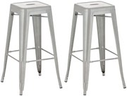 Kovová barová stolička Josh (SET 2 ks) - Strieborná
