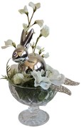Jarná dekorácia so strieborným zajačikom 29cm