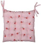 Ružový bavlnený podsedák s výplňou s ružami Dotty Rose - 40*40*4 cm