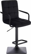 LuxuryForm DESIGN Barová stolička VERONA BLACK VELUR na čiernej hranatej podstave - čierna