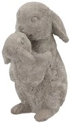 Šedá antik cementová dekorácia zajačikovia Hugging Rabbit - 17*12*25 cm