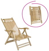 Zahradní polohovací křeslo, přírodní, bambus ,URSEL