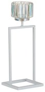 Biely kovový svietnik na 1 sviečku Glass - 12*11*31 cm
