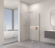 Erga Berlin Double, sprchový kút s dvojitými skladacími dverami 110(dvere) x 110(dvere) x 195 cm, 6mm číre sklo, chrómový profil, ERG-V02-BERLIN-D110D110-CL-CR