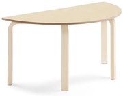 Stôl ELTON, polkruh, 1200x600x590 mm, linoleum - béžová, breza