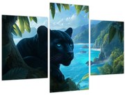 Obraz - Čierny panter v džungli (90x60 cm)