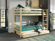 Poschodová postel z masívu so zásuvkou borovica prírodná 161cm 90x200cm