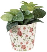 Keramický obal na kvetináč s ružovými kvetmi Lillia S - Ø14*13 cm