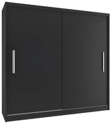 Šatníková skriňa 200 cm Belini čierny mat s posuvnými dverami  SI SZP1/2/B/B/0/AL