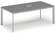 Rokovací stôl PRIMO INVITATION, 200x100 cm, grafit + stolná zásuvka TYP I, strieborná