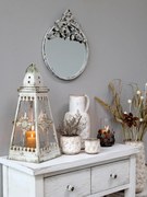 Krémové vintage nástenné zrkadlo s kvetmi Satien - Ø 32*3*40 cm