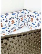 INTERMEDIC SK Mantinel do postieľky Macko s vláčikom / minky hnedá – 180x30 cm