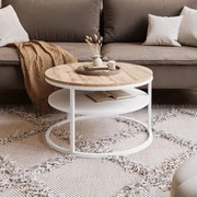 KONFERENČNÝ STOLÍK LEONARDO S POLICOU DUB WOTAN + BIELY