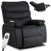 Masážne kreslo ROMEO rozkladacie, čierne, z ekokože