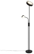 Stojaca lampa čierna vrátane LED a stmievača so svetlom na čítanie - Kelso