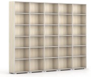 Knižnica SILVER LINE, 5 stĺpcov, 2230 x 3000 x 400 mm, dub prírodný