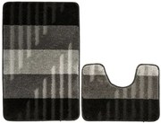 Sada kúpeľňových koberčekov VIC sivá / čierna, pruhy