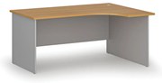Rohový kancelársky písací stôl PRIMO GRAY, 160x120 cm, pravý, sivá/buk