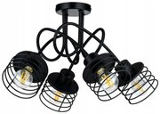 BERGE Závesné svietidlo LOFT - 4x E27 - ČIERNA ISKRA