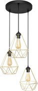 Luster na lanku KARO 3xE27/15W/230V zlatá/čierna