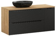 Závěsná skříňka Ocean s umyvadlem 120 cm černá/dub olejovaný