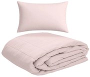 Letný paplón prešívaný 140x200 cm s poťahom na vankúš SUMMER 45x75 cm, púdrovo ružový